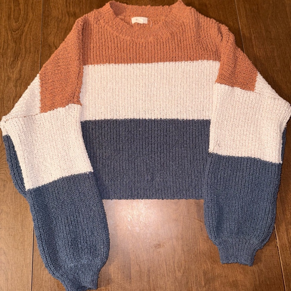 Debut Colorblock Sweater - Navy, White, and Tan